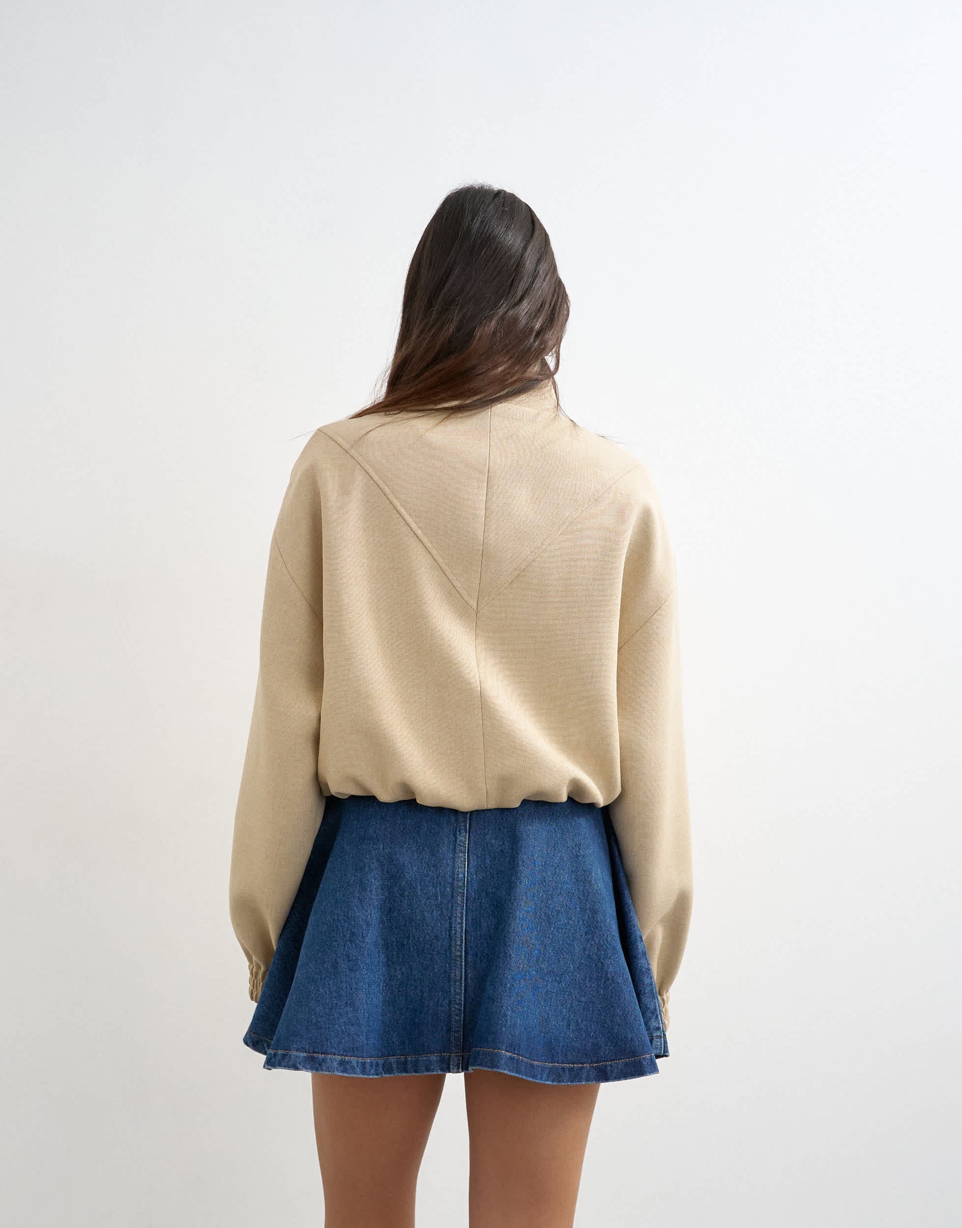 Topshop denim pleated full mini skirt in rich blue