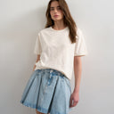Topshop denim pleated full mini skirt in bleach