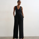 Topshop tailored linen jumpsut in black