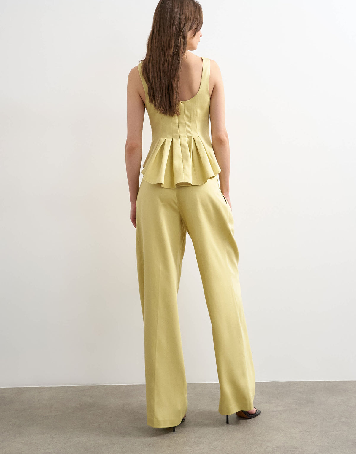 Topshop co ord wedding guest occasion pleated slouchy leg trouser in buttermilk