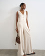 Topshop tailored linen jumpsuit in neutral