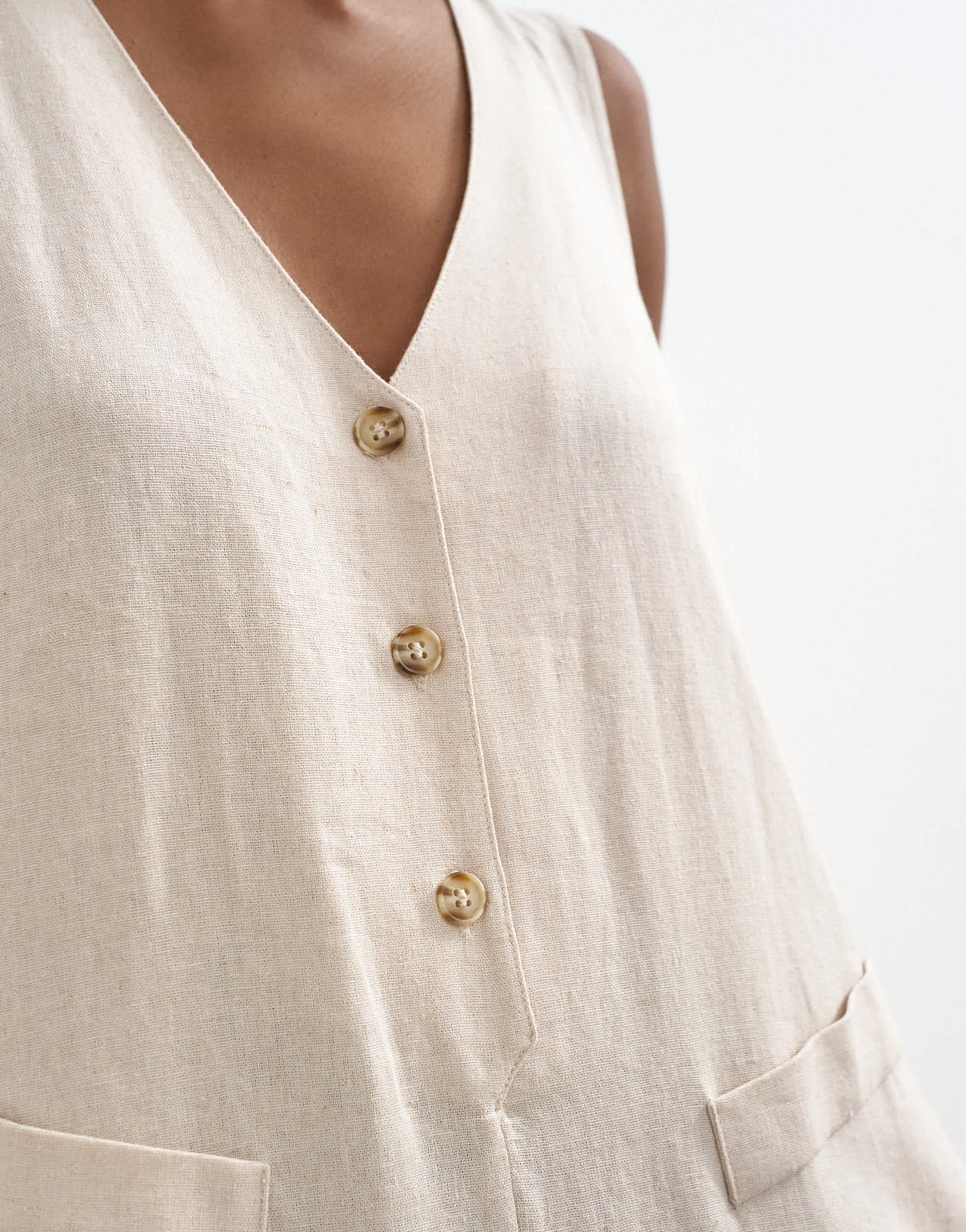 Topshop tailored linen jumpsuit in neutral