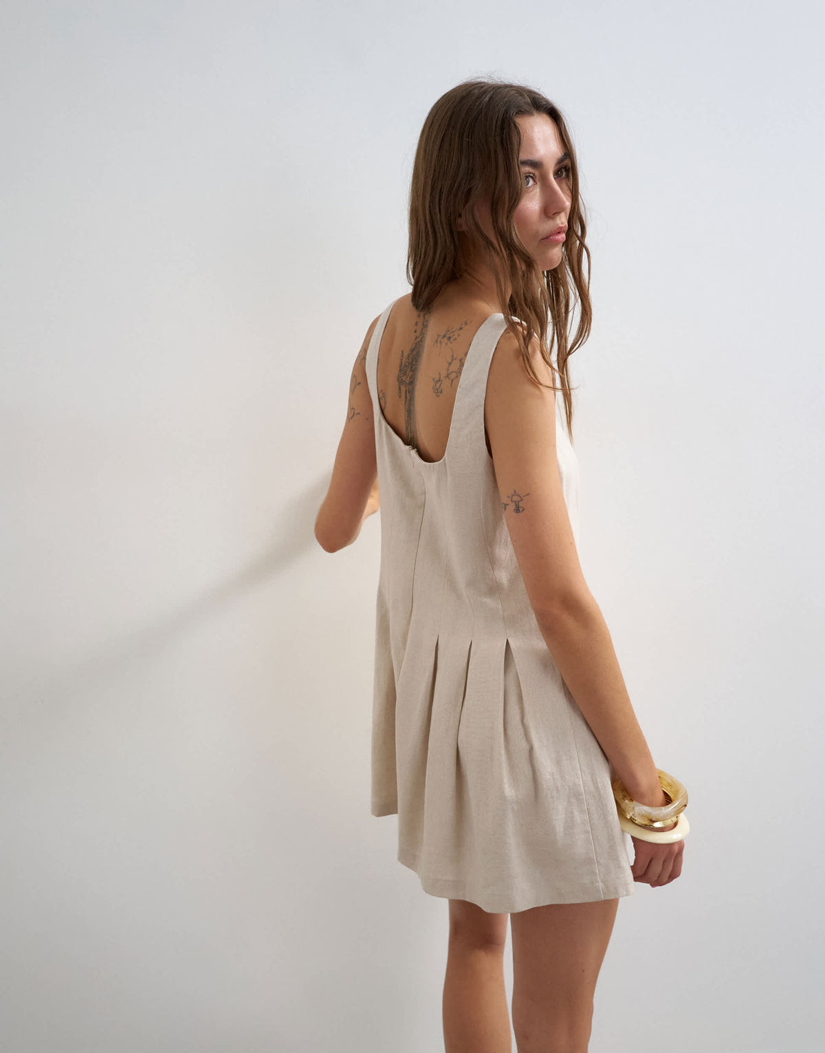 Topshop tailored linen romper in neutral