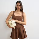 Combi-short Topshop en lin chocolat