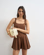 Topshop linen romper in chocolate 