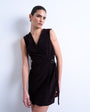 Topshop denim wrap mini dress in chocolate
