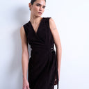 Topshop denim wrap mini dress in chocolate