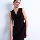 Topshop denim wrap mini dress in chocolate