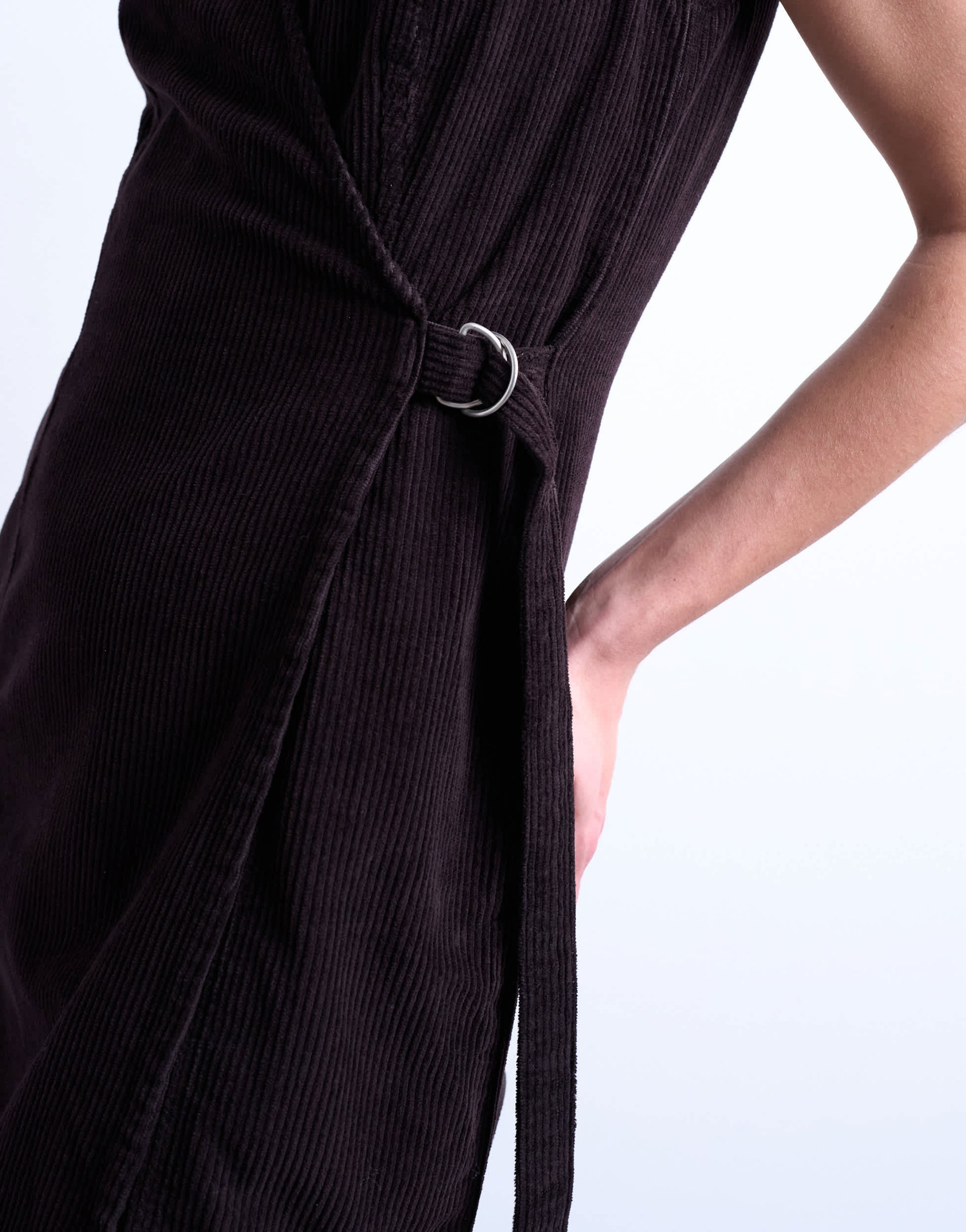 Topshop denim wrap mini dress in chocolate