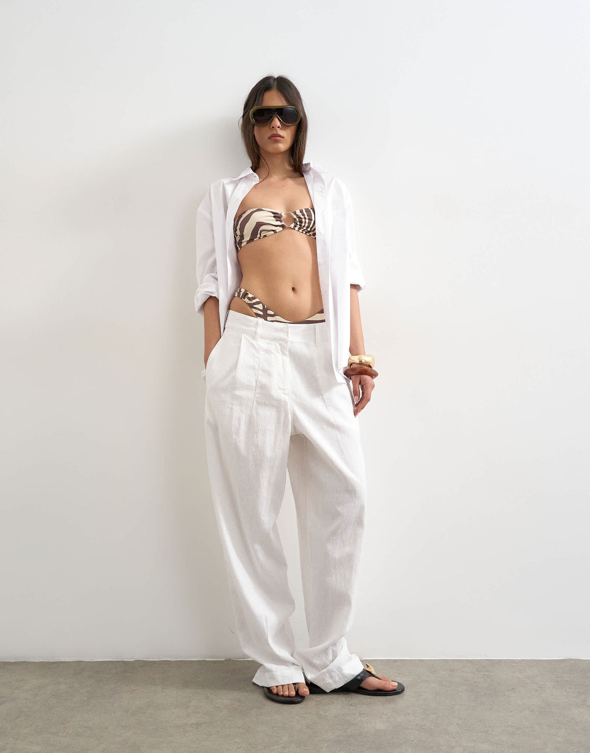 Topshop Thailand bandeau bikini top in zebra print