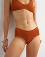 Topshop Tara short cheeky bikini bottom in rust