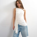 Topshop drape side detail tank top in white