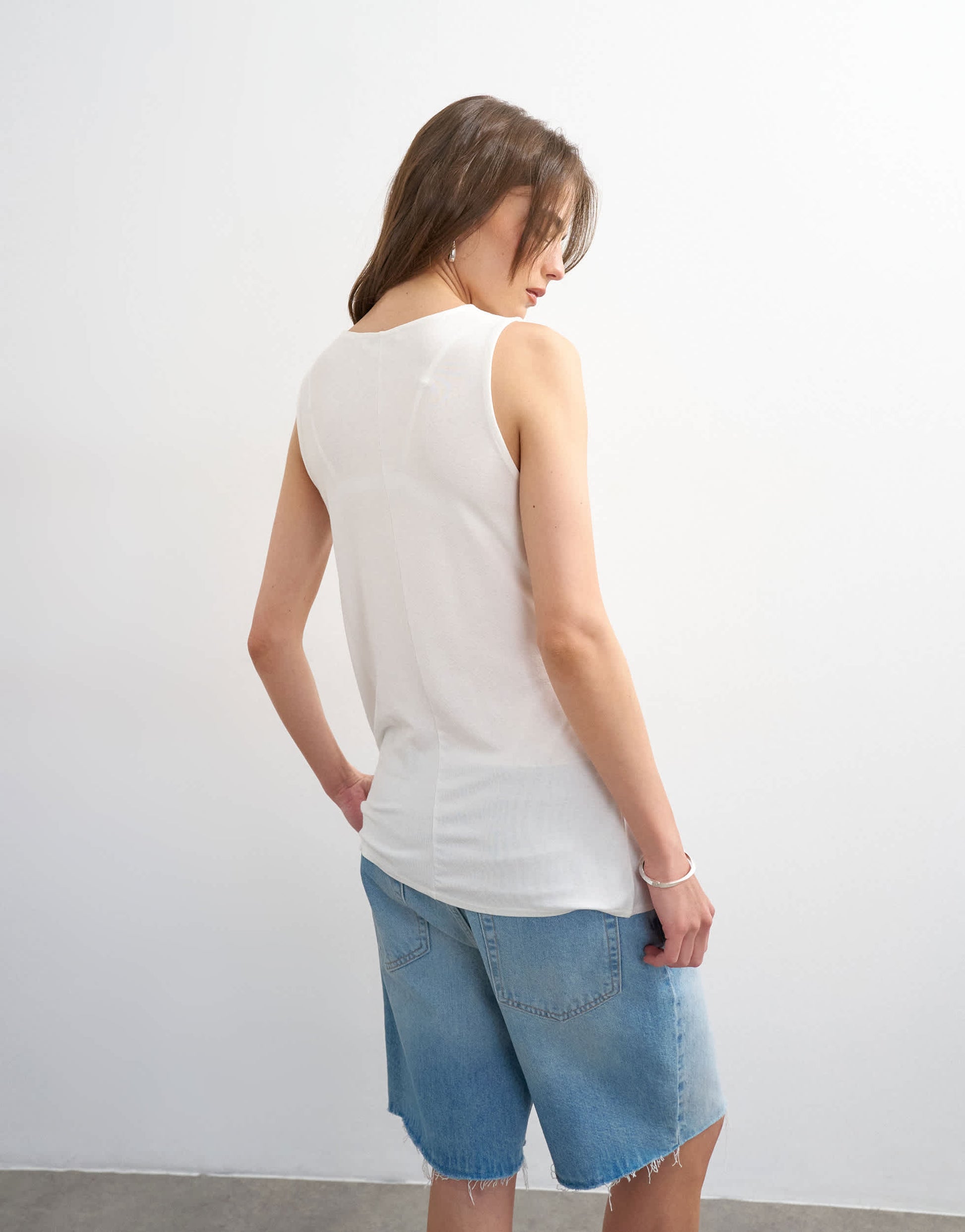 Topshop drape side detail tank top in white