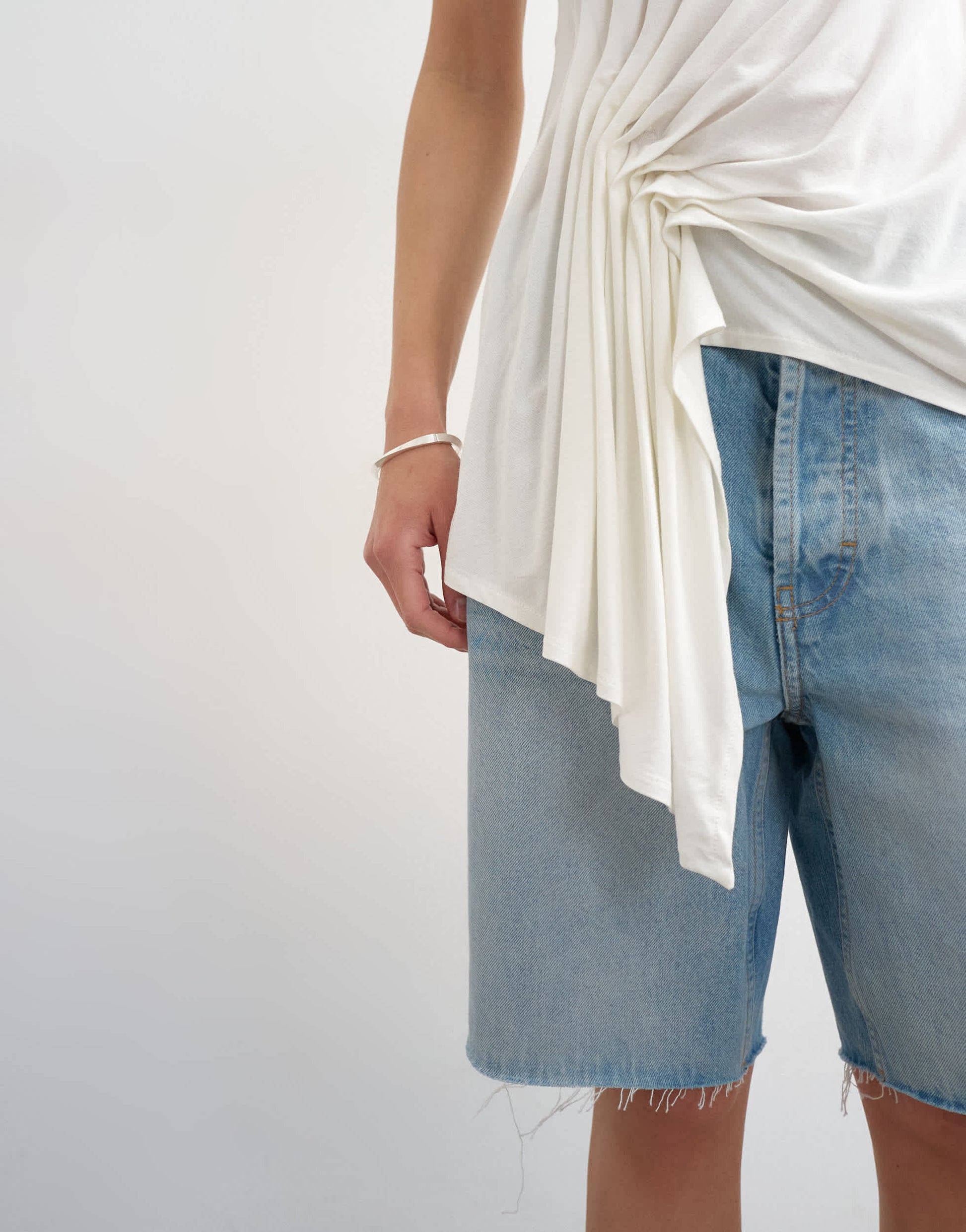 Topshop drape side detail tank top in white