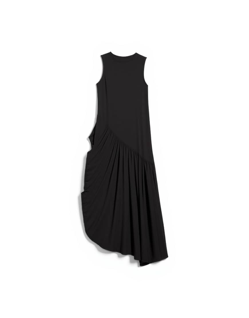 Topshop viscose drape bubble hem maxi dress in chocolate