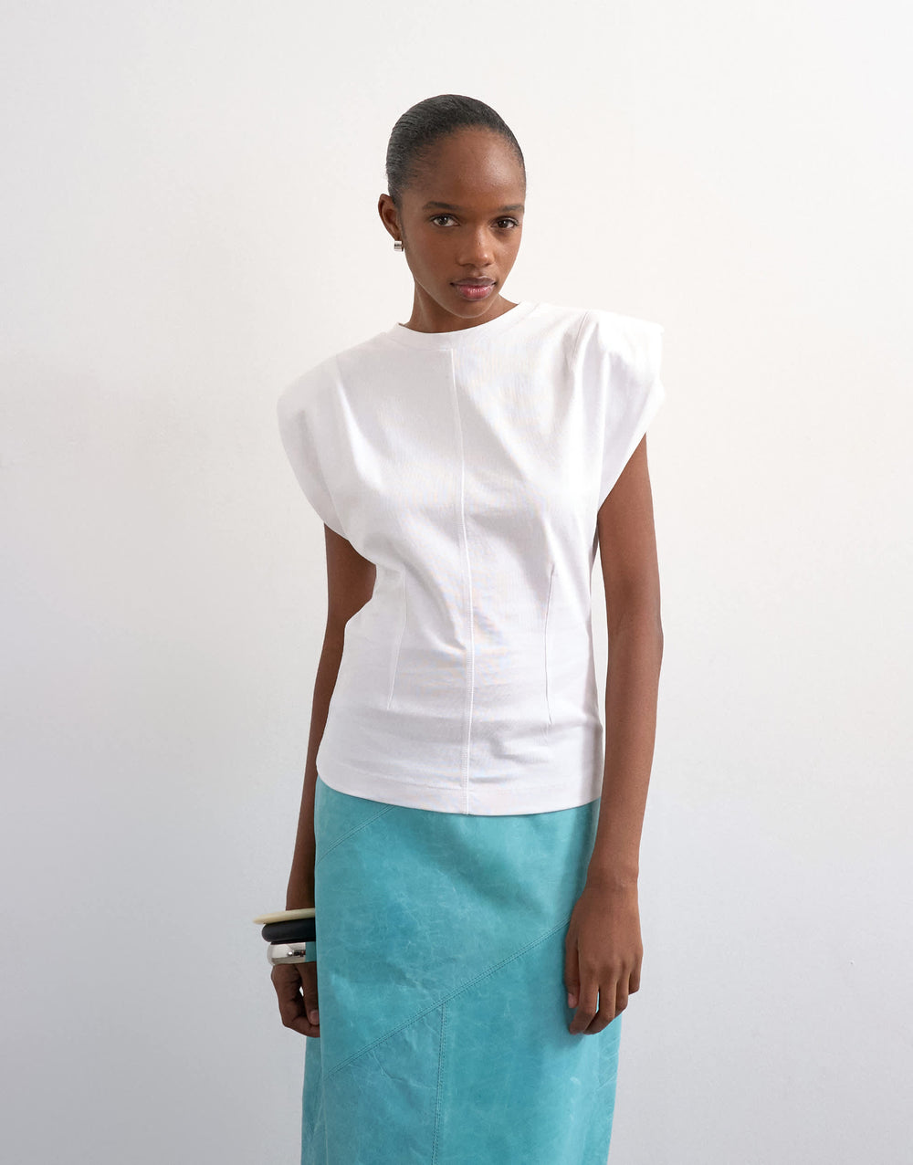 T-shirt à épaulettes Topshop, blanc