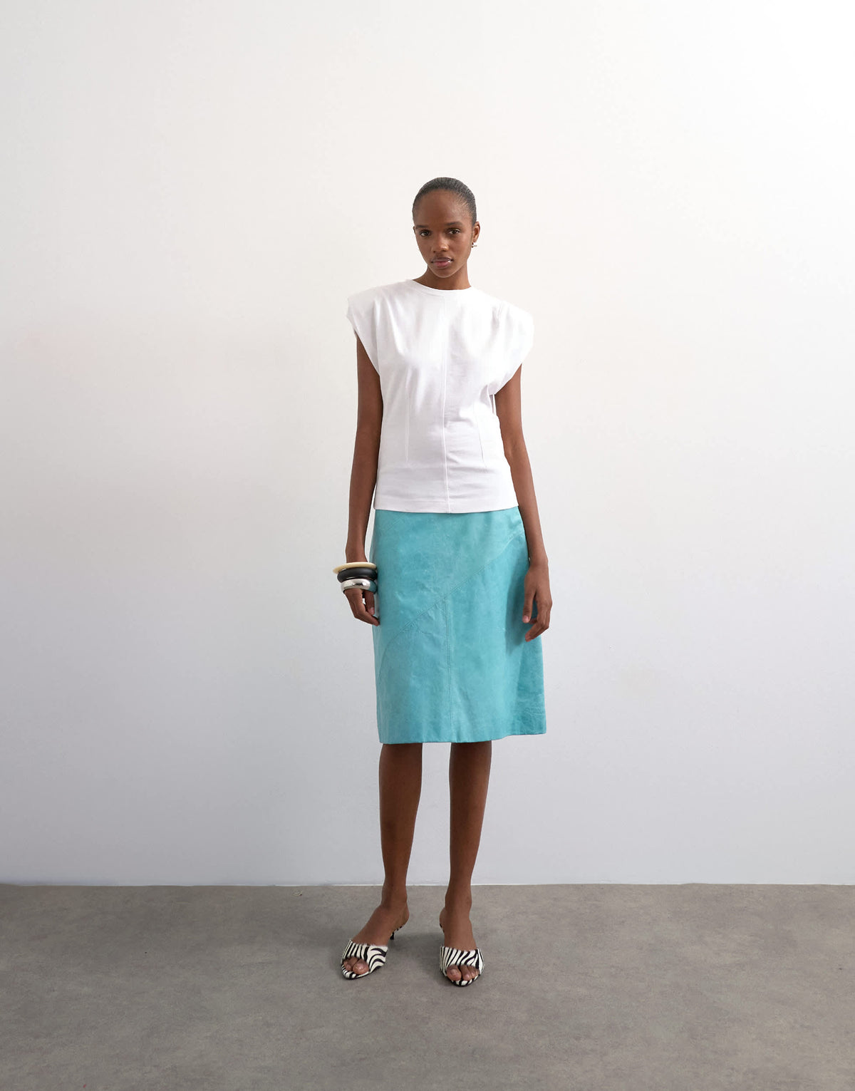 Topshop shoulder pad t-shirt in white