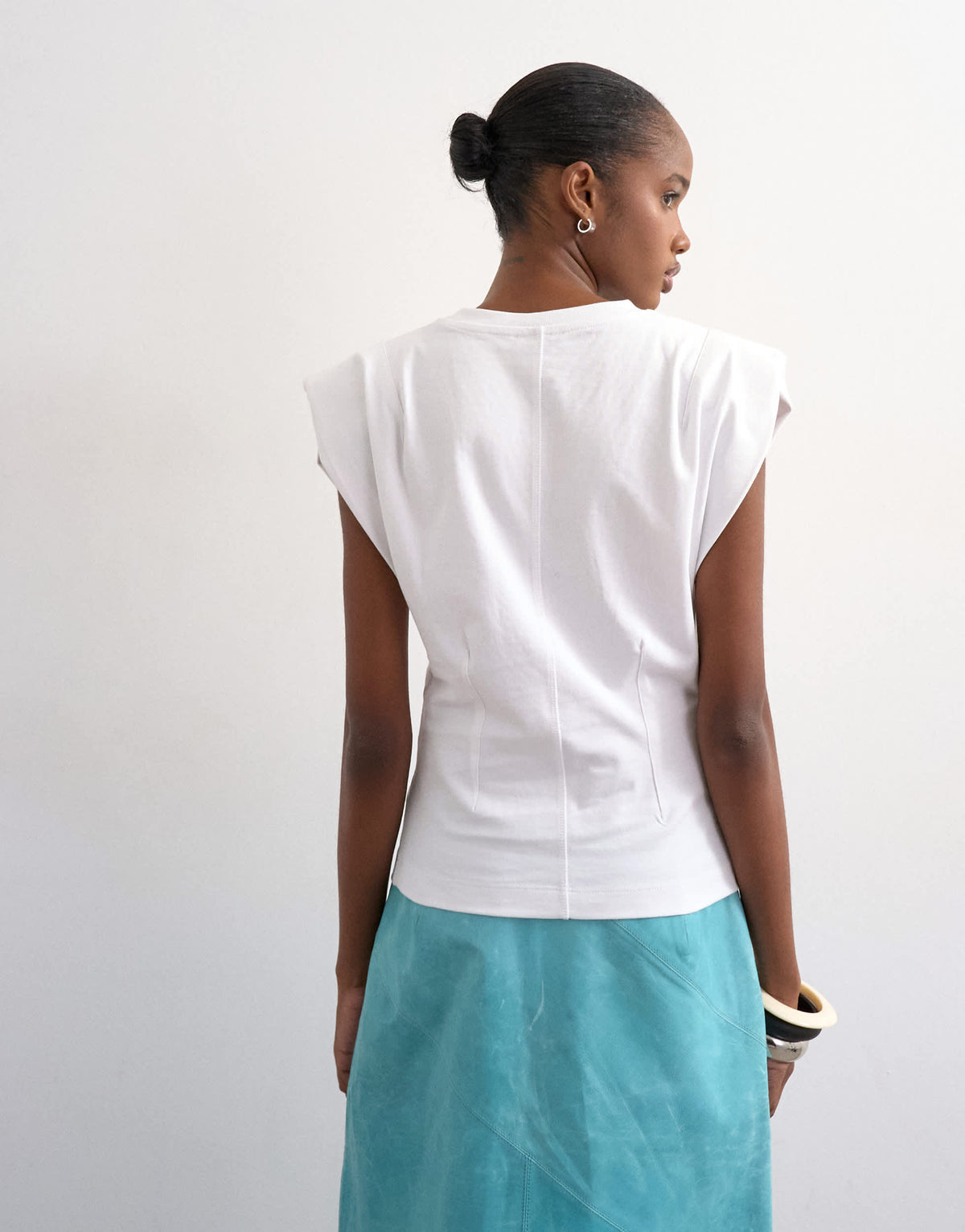 Topshop shoulder pad t-shirt in white