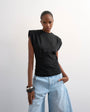 Topshop shoulder pad t-shirt in black
