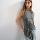 Topshop drape side detail tank top in charcoal marl