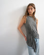 Topshop drape side detail tank top in charcoal marl