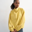 Topshop seam detail cuffed long sleeve top in yellow