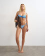 Topshop Ibiza thong bikini bottom in blue and white zebra