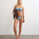 Topshop Ibiza thong bikini bottom in blue and white zebra