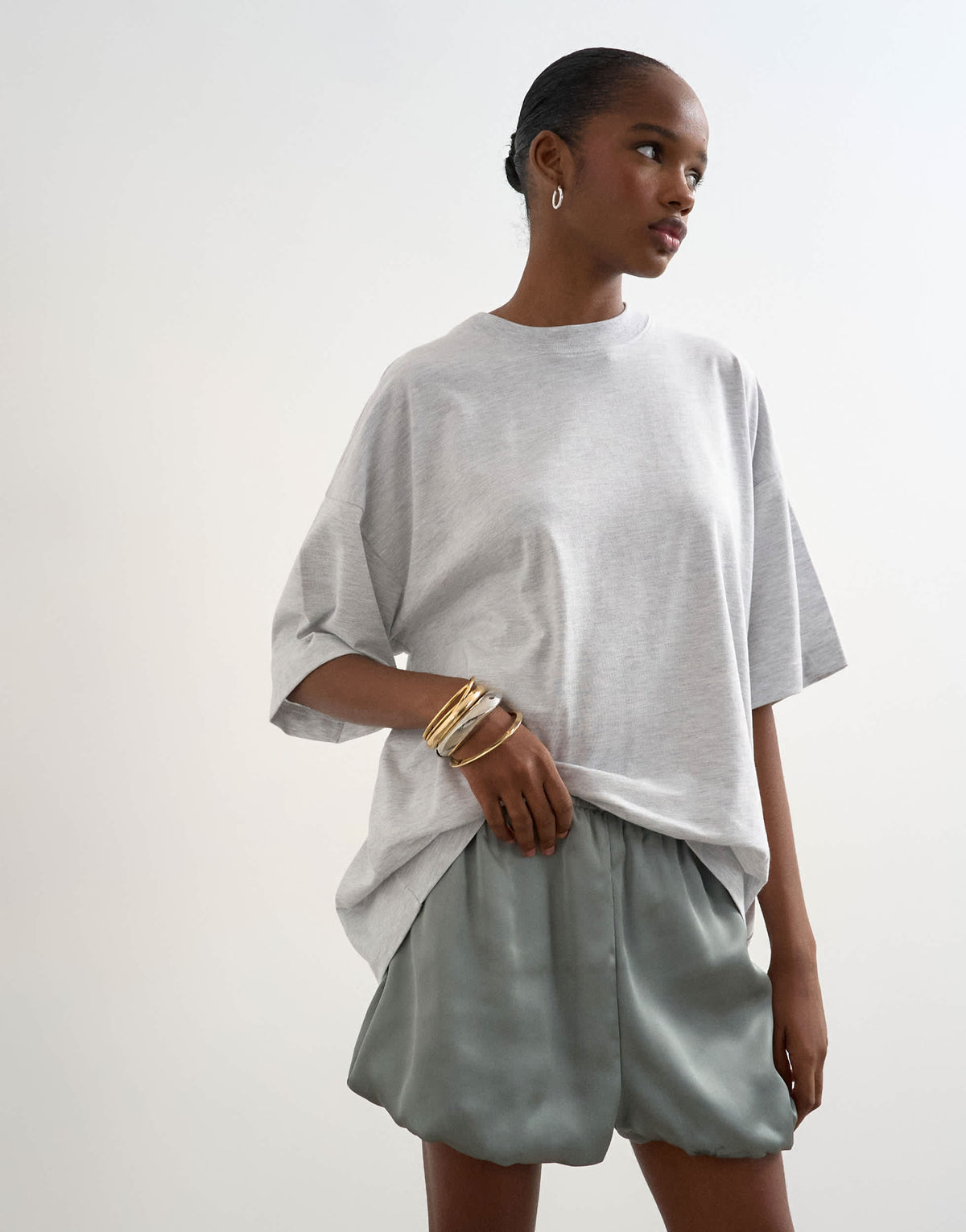 Topshop satin bubble shorts in sage
