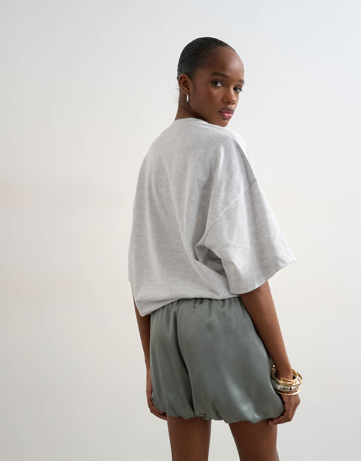 Topshop satin bubble shorts in sage