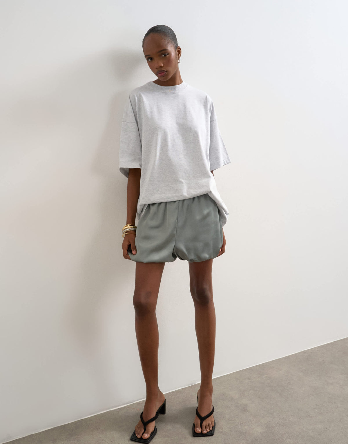 Topshop satin bubble shorts in sage