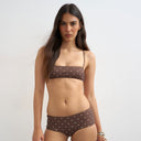 Topshop Italy booty short bikini bottom in chocolate polka dot