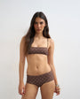 Topshop Italy booty short bikini bottom in chocolate polka dot