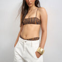 Topshop Italy bandeau bikini top with straps in tiger print