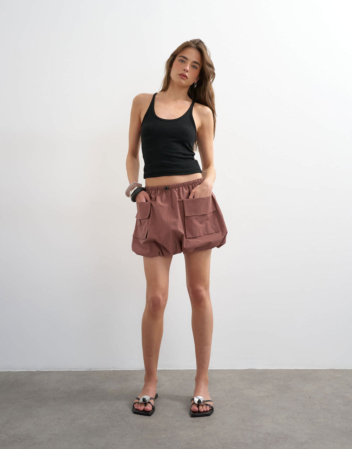 Topshop toggle waist bubble utility skort in pink