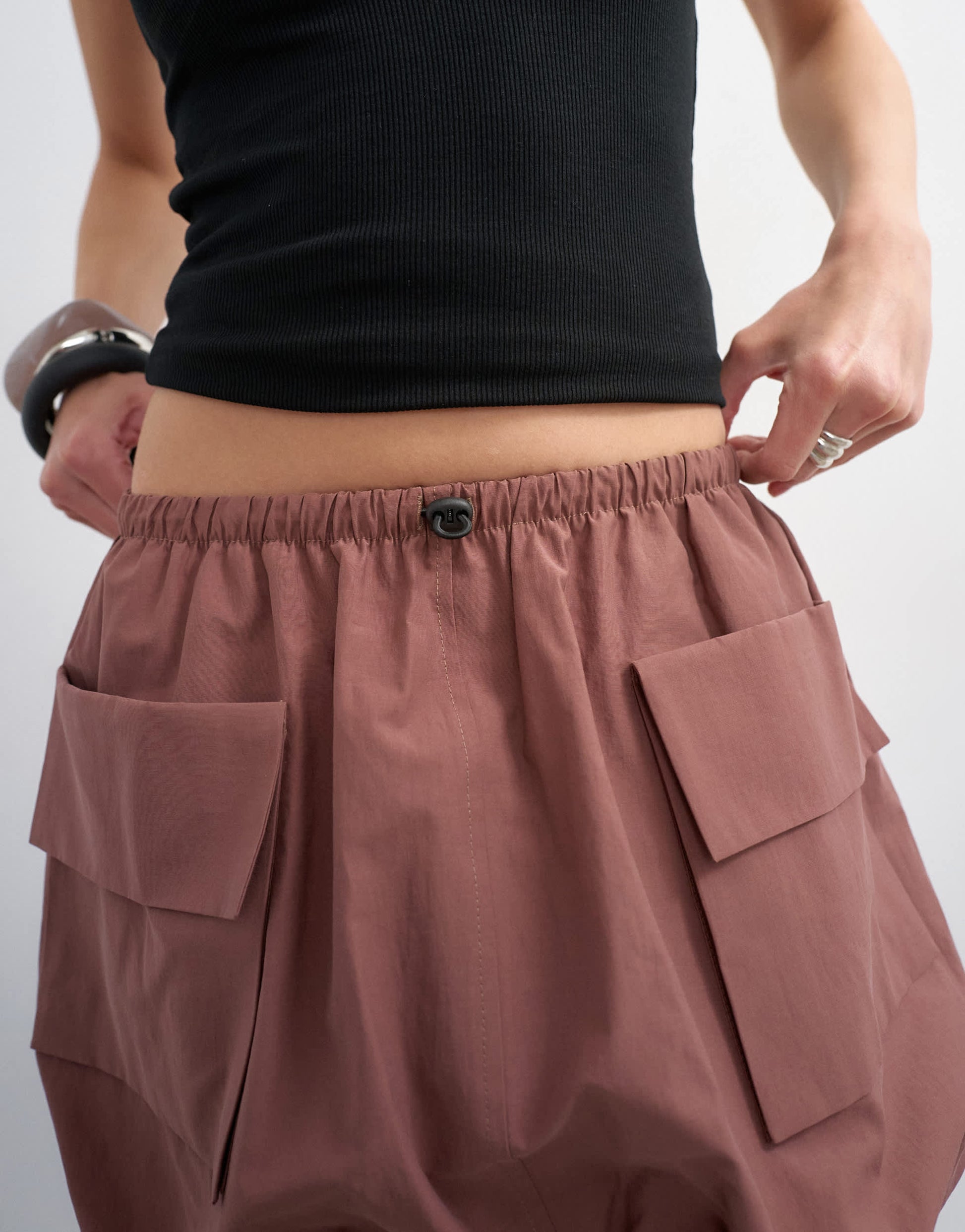 Topshop toggle waist bubble utility skort in pink