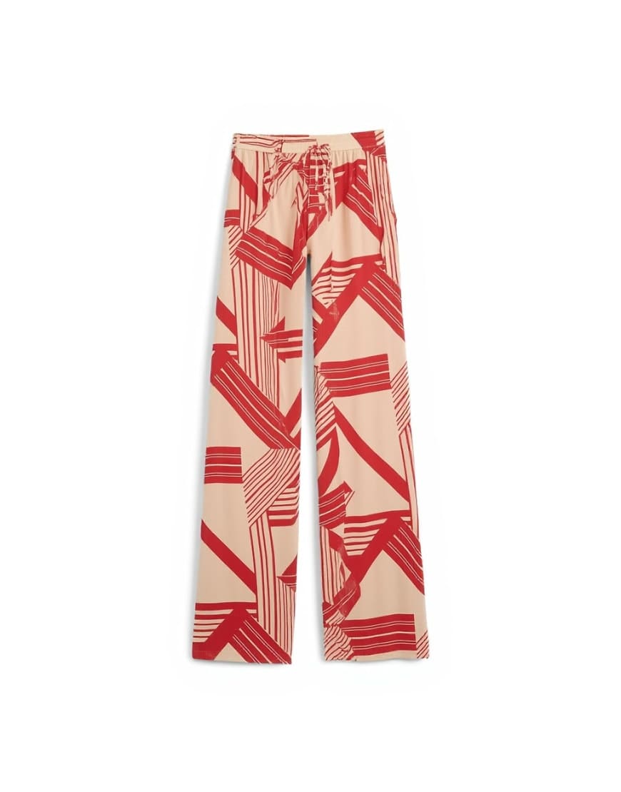 Topshop chiffon stripe print wide leg trouser co-ord in red