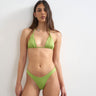 Topshop Sadie cheeky high leg bikini bottom in green