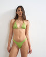 Topshop Sadie cheeky high leg bikini bottom in green