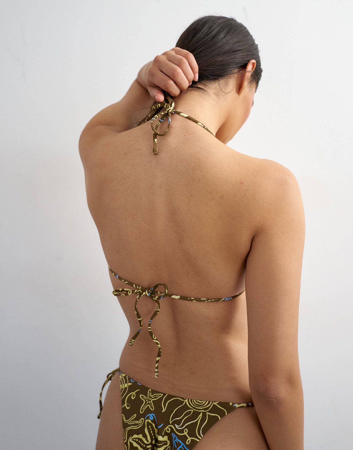 Topshop Sicily triangle bikini top in chocolate print