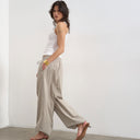 Topshop drawcord tech fabric balloon trousers in slate