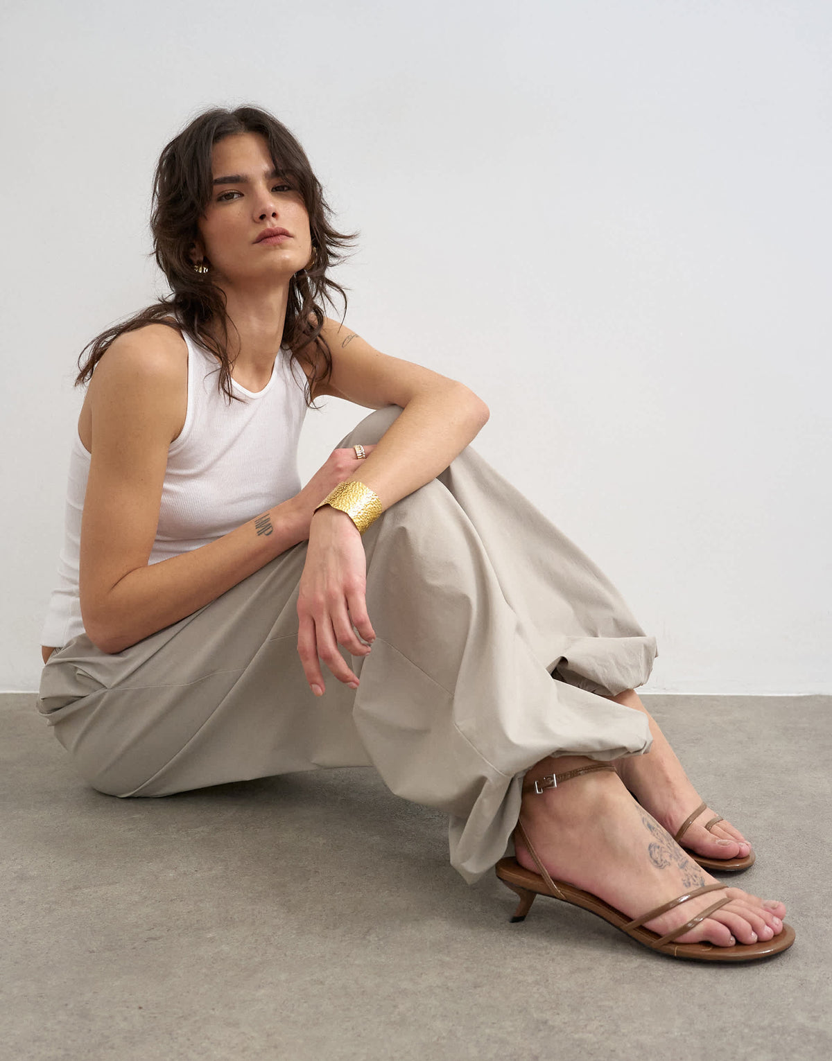 Topshop drawcord tech fabric balloon trousers in slate
