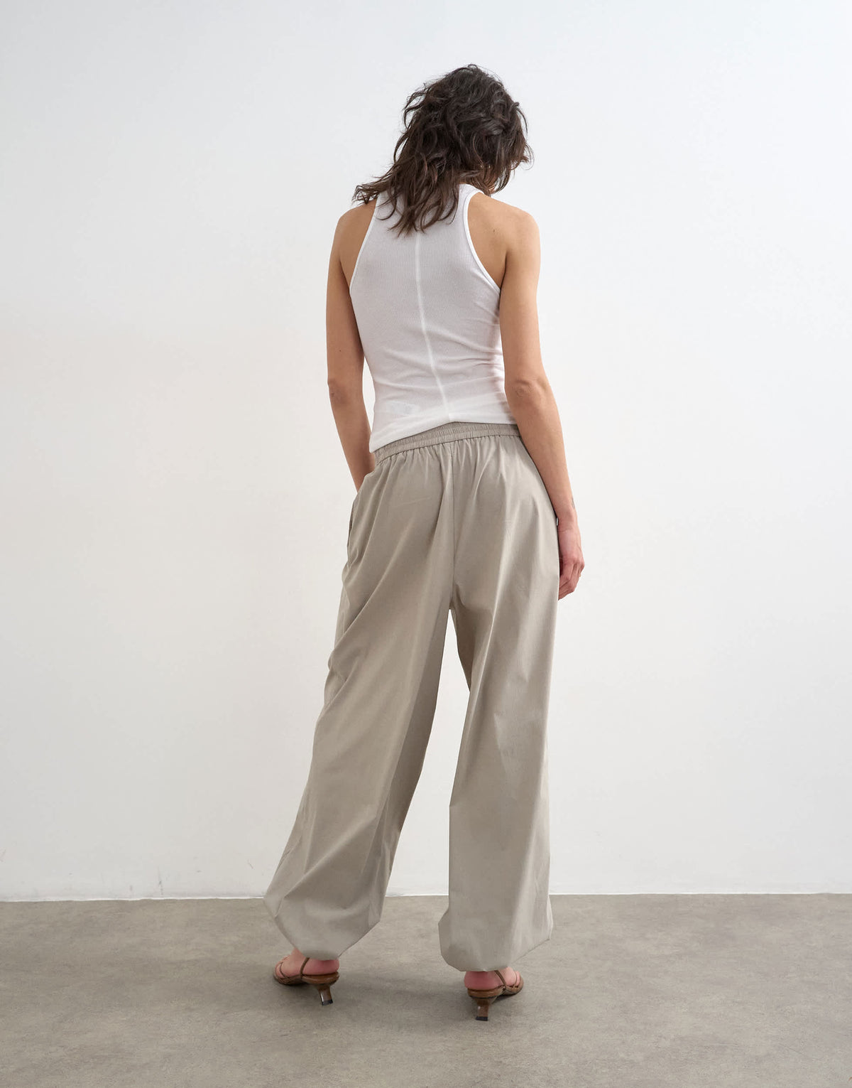 Topshop drawcord tech fabric balloon trousers in slate