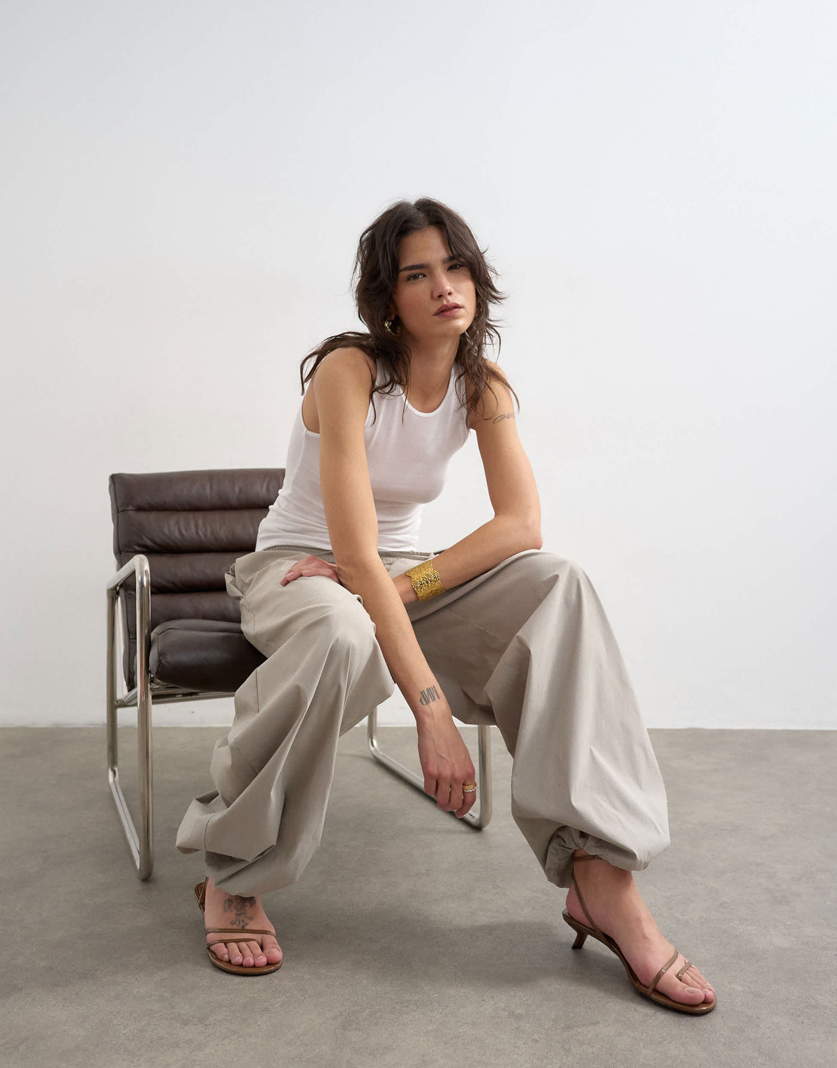 Topshop drawcord tech fabric balloon trousers in slate