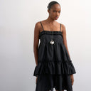 Schwarzes, voluminöses Rüschen-Midikleid von Topshop