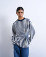 Topshop stripe tuck waist tee in blue & white
