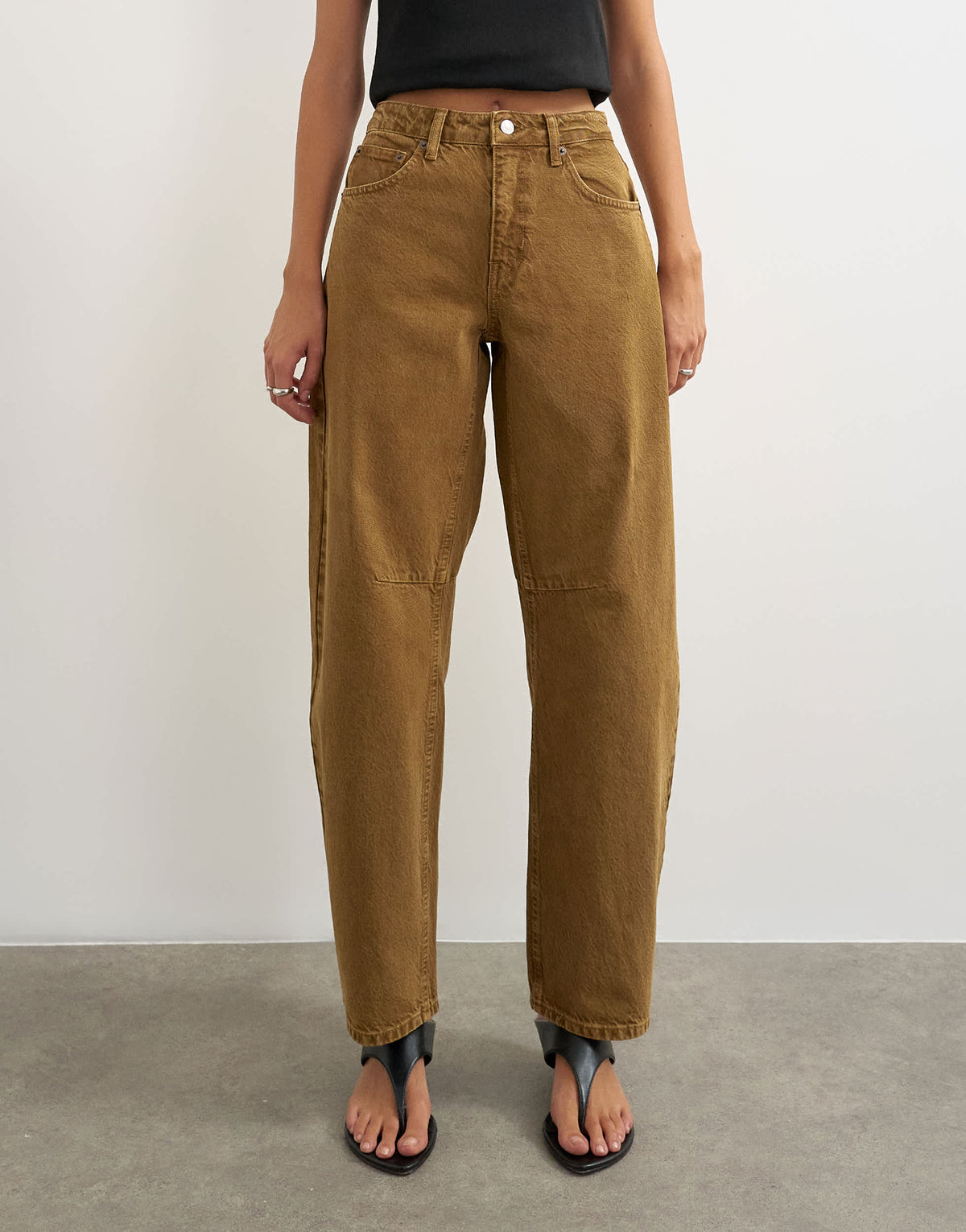 Topshop Barrel mid rise jean in cumin