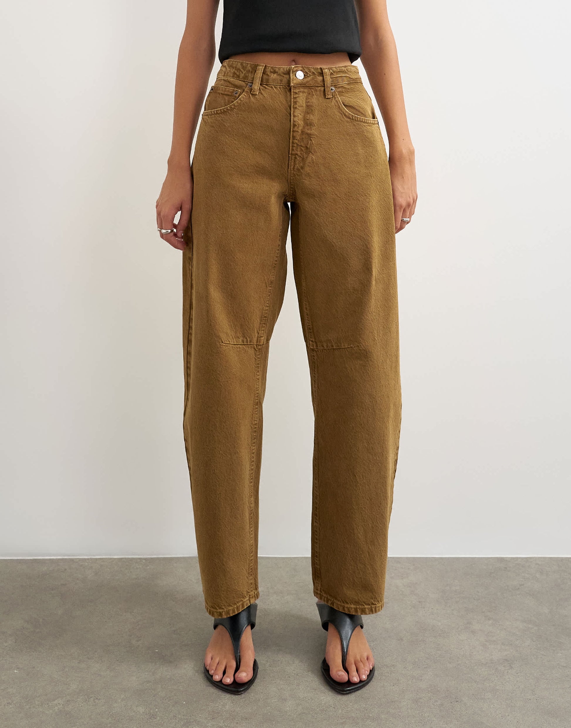 Topshop Barrel mid rise jean in cumin