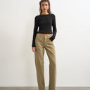 Topshop Ember low rise relaxed straight jean in sand