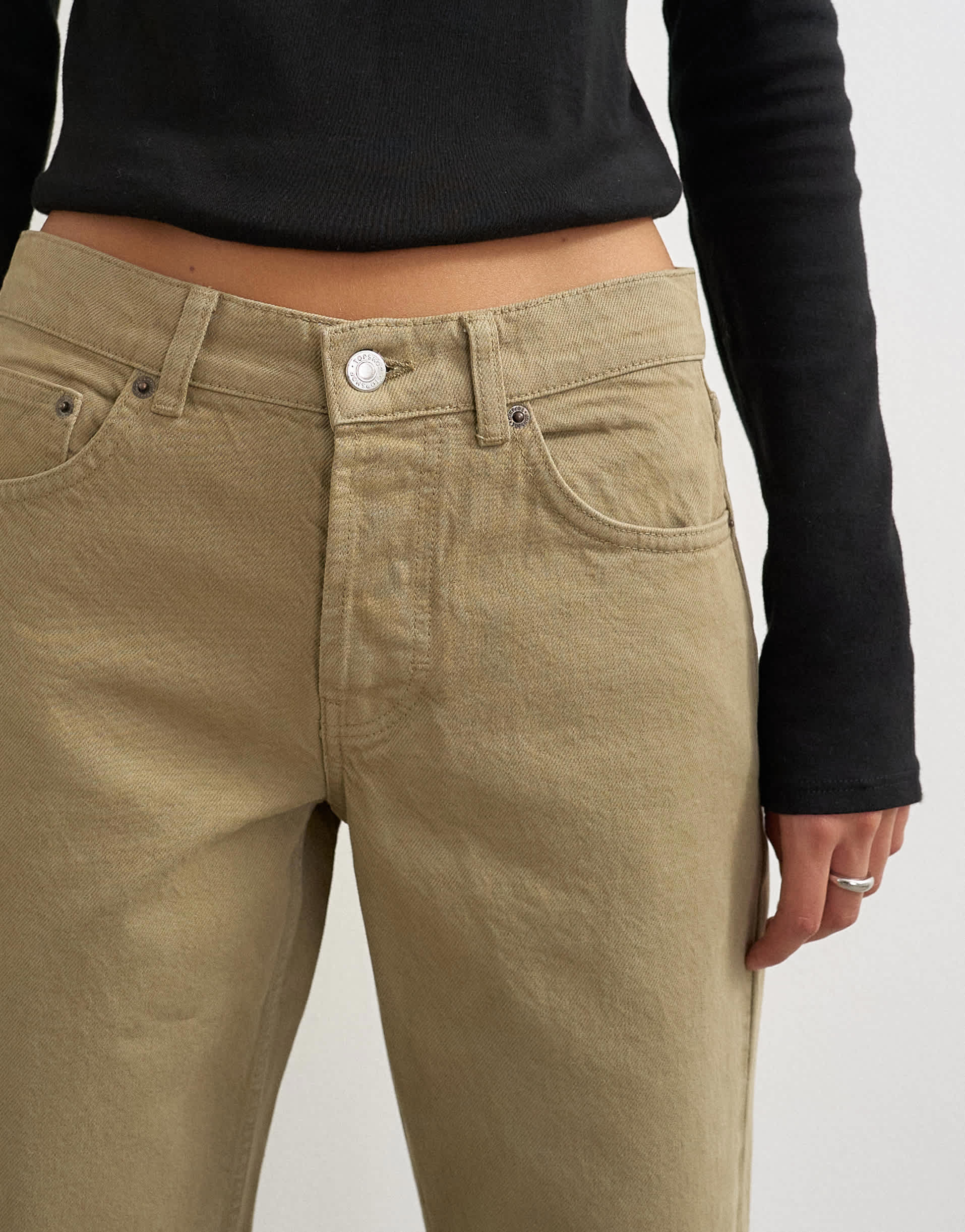 Topshop Ember low rise relaxed straight jean in sand